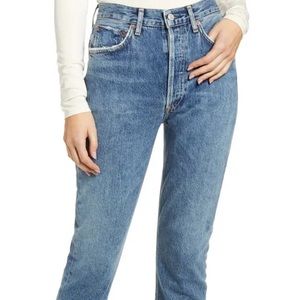 NWT AGOLDE RILEY HI RISE STRAIGHT IN BLUR